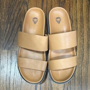 Tan Double Strap Sandals